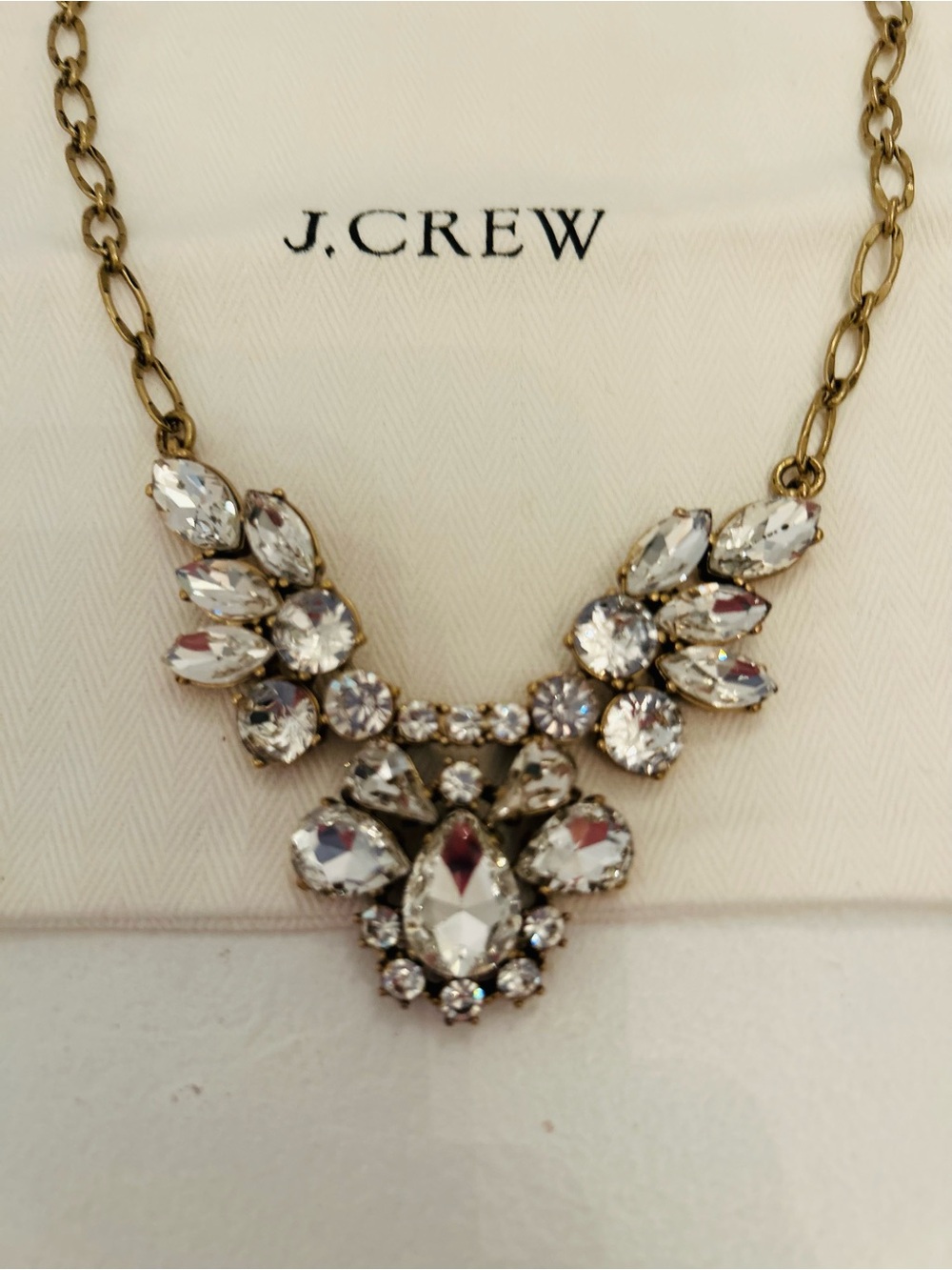 J. Crew Gold-Tone Clear Crystal Bib Necklace